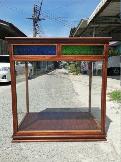 ตู้กระจกสีไม้ยาง สีน้ำตาล S03 ด้าน 60x100x110 ซม.