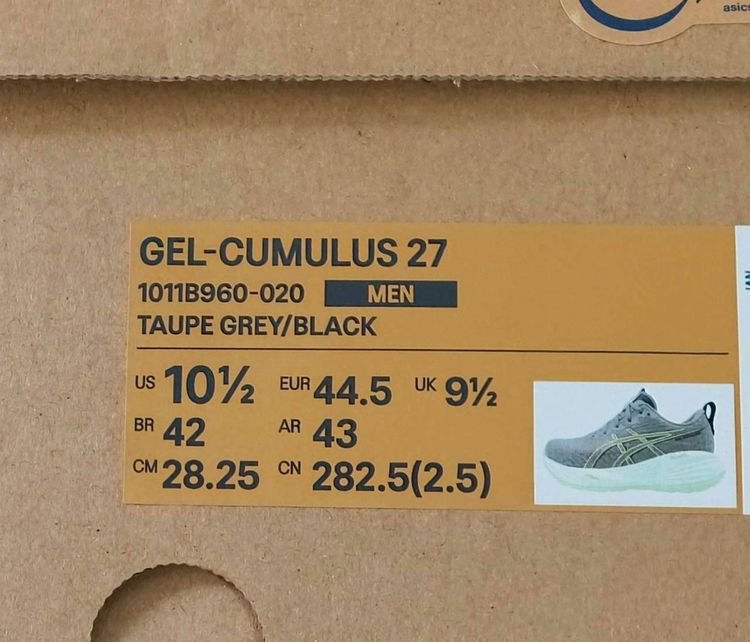 สภาพใหม่ Asics CUMULUS27 US10.5 ของแท้พร้อมกล่อง รูปที่ 8