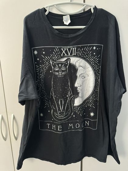 เสื้อยืดลายไพ่ทาโรต์ The Moon ลายแมวดำกับดวงจันทร์ ไซส์ใหญ่ 3XL
