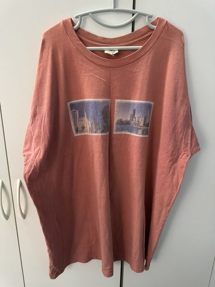 เสื้อยืดพิมพ์ลายเมือง CHICAGO แบรนด์ Comfort Colors ผ้าสีฟอกส้มอิฐ ไซส์ XXL
