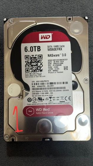ที่เก็บข้อมูลและเมมโมรี่การ์ด ขาย Harddisk WD Red 6TB WD60EFRX SATA III 3..5 นิ้ว มือสอง