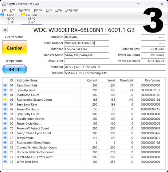 ขาย Harddisk WD Red 6TB WD60EFRX SATA III 3..5 นิ้ว มือสอง รูปที่ 9