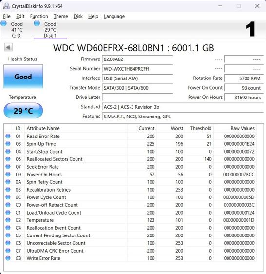ขาย Harddisk WD Red 6TB WD60EFRX SATA III 3..5 นิ้ว มือสอง รูปที่ 3
