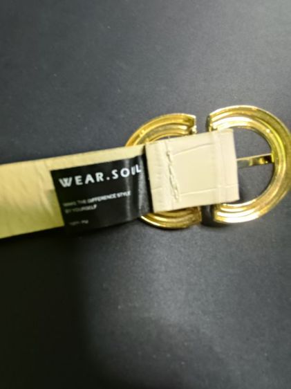 เข็มขัดเกาหลี WEAR.SOUL หนังปั๊มลาย Croc สีครีม แมตช์ง่ายเข้ากับทุกชุด รูปที่ 6