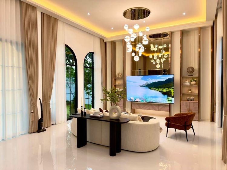มีบางส่วน ขายบ้านเดี่ยวชั้นเดียว Luxuryพูลวิลล่าสร้างใหม่ สไตล์ Modern Classic 401 ตร.ว. พัทยา ใกล้อ่างเก็บน้ำมาบประชัน สร้างใหม่ พร้อมเข้าอยู่ รูปที่ 4