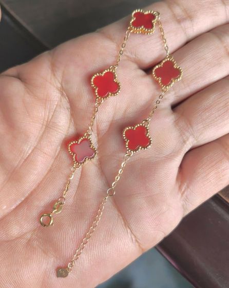 (Sale.5,900) สร้อยข้อมืออวนคลีฟทอง 18k