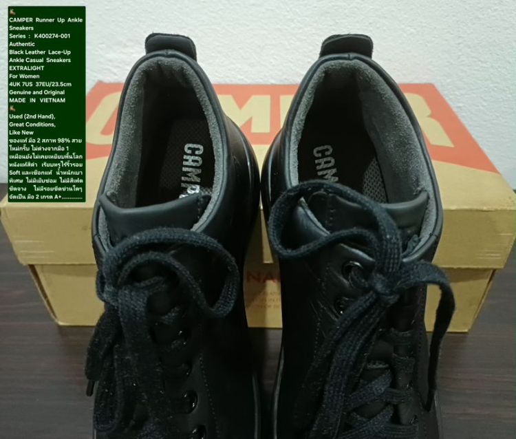 CAMPER Runner Up Sneakers for Women 4UK 37EU/23.5cm Original ของแท้ มือ 2 สภาพใกล้เคียงของใหม่, รองเท้า CAMPER หนังแท้ พื้นเต็ม สวยมาก รูปที่ 8