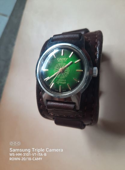 นาฬิกาวินเทจ CAMY Geneva Swiss Made 17 Jewels ไขลาน พร้อมสาย-หนังฟอกฝาดอิตาลี (ของใหม่) งาน Handmade