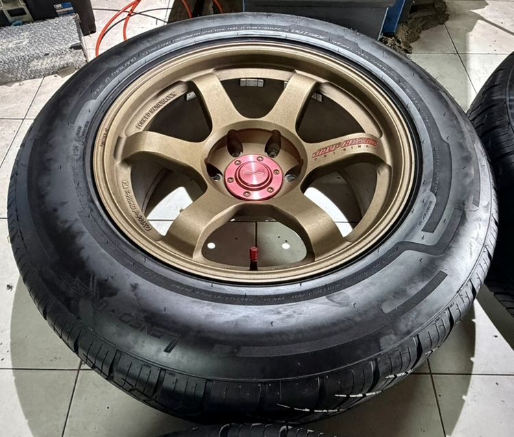TE37SUV 18 6x139 น้ำตาลหยอดแดงพร้อมยางLENSO TH 265 60 18 ปี24 ดอกยางสวยมาก รูปที่ 2