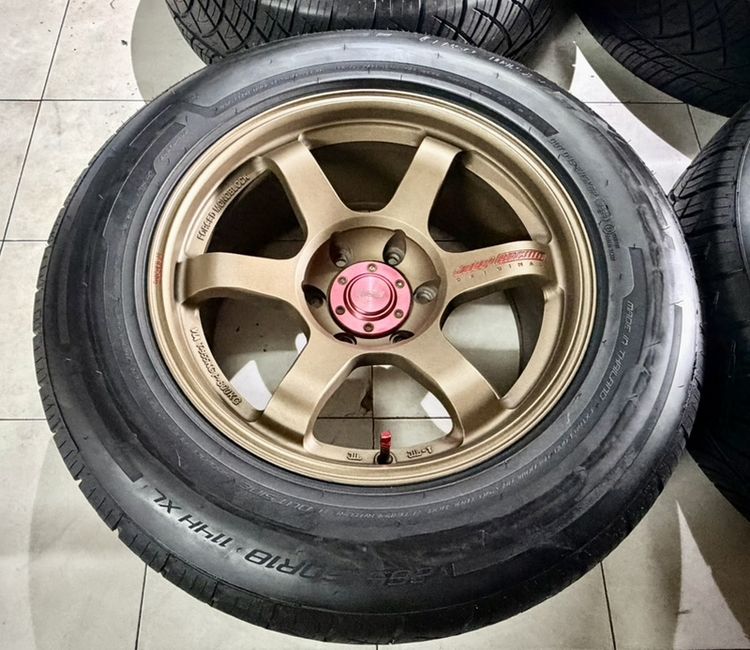 TE37SUV 18 6x139 น้ำตาลหยอดแดงพร้อมยางLENSO TH 265 60 18 ปี24 ดอกยางสวยมาก รูปที่ 4
