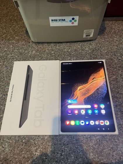 128 GB ขายSamsungTabS8UltraสีGray128กิ๊ก5Gใส่ซิมได้จอสวยกริปหายากมากสภาพนี้ยกกล่องอุปกรยังไม่แกะครื่องใช้งานดีถูกมากก