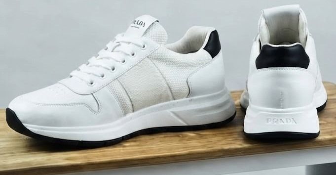 Prada Prax 01 Leather and Mesh Sneakers Runners White รูปที่ 9
