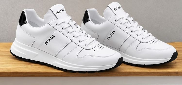 Prada Prax 01 Leather and Mesh Sneakers Runners White รูปที่ 2