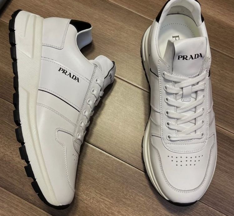 Prada Prax 01 Leather and Mesh Sneakers Runners White รูปที่ 6