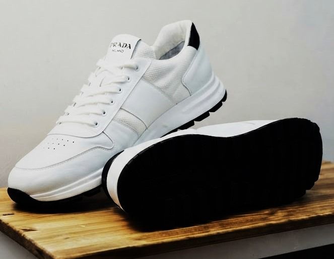 Prada Prax 01 Leather and Mesh Sneakers Runners White รูปที่ 7