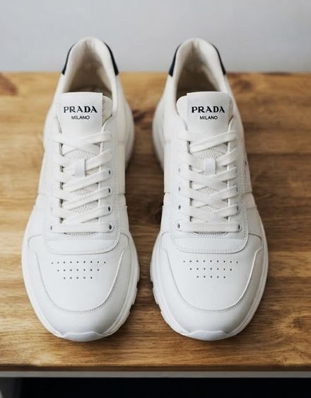 Prada Prax 01 Leather and Mesh Sneakers Runners White รูปที่ 5