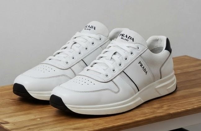 อื่นๆ หนังแท้ ขาว Prada Prax 01 Leather and Mesh Sneakers Runners White