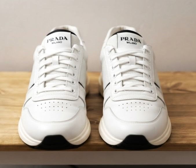 Prada Prax 01 Leather and Mesh Sneakers Runners White รูปที่ 4