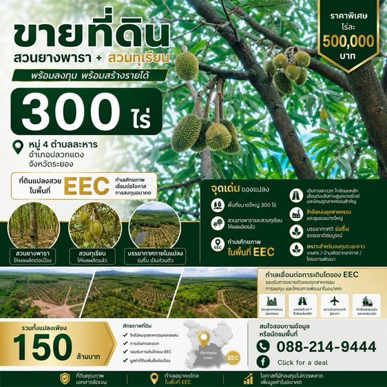 ขายที่ดิน 300 ไร่ เขต EEC