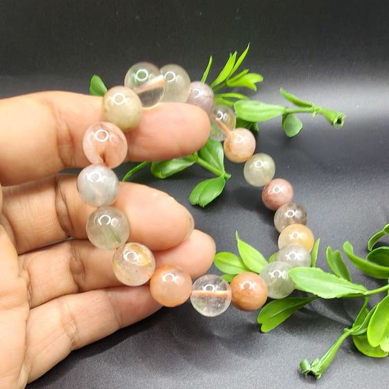 สร้อยข้อมือ อัญมณี th5กำไลหินโป่งข่ามแก้วปวกหลากสี Multicolor Phantom Quartz 10mm
