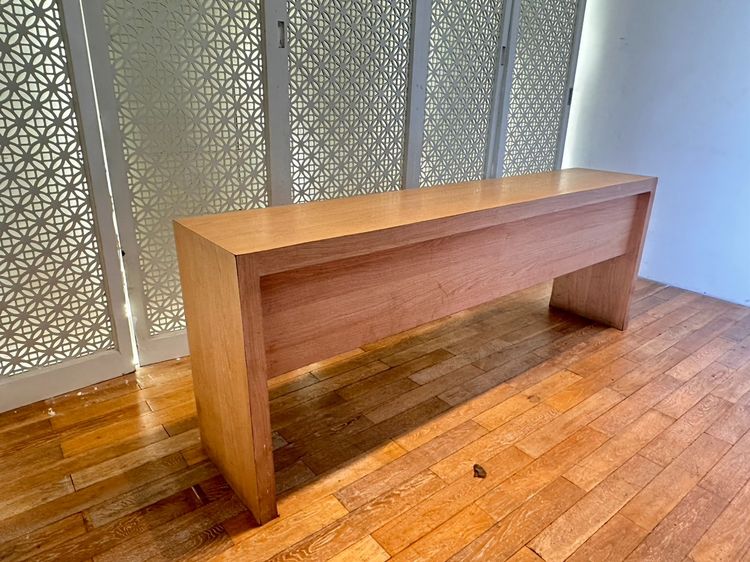 โต๊ะยาวติดผนัง ท็อปและโครงขาไม้ MDF ปิดผิวลามิเนตสีบีชลายไม้ (ขนาด 206.5 CM.)  รูปที่ 3