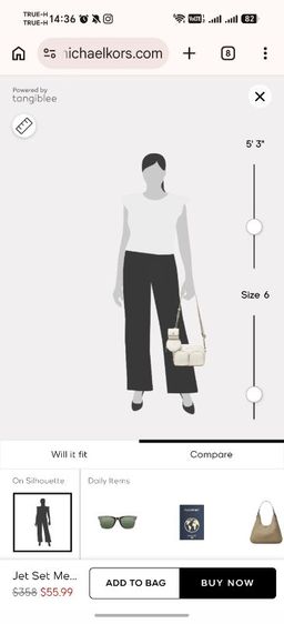 กระเป๋า MICHAEL KORS Jet Set Medium Leather Crossbody Bag สีครีม รูปที่ 8
