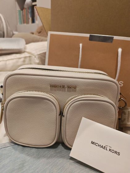 หนังแท้ ไม่ระบุ อื่นๆ กระเป๋า MICHAEL KORS Jet Set Medium Leather Crossbody Bag สีครีม