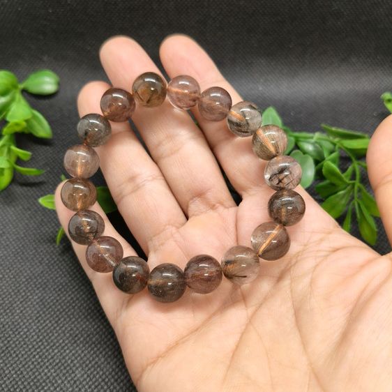 th11กำไลหินไหมเขียวมิกซ์12มิล Green Rutilated Quartz หินแท้ รูปที่ 5
