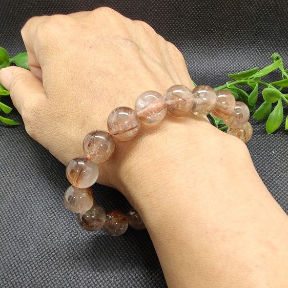 th16กำไลหินไหมแดง / ไหมทองแดง (Red Rutilated Quartz) หินแท้ธรรมชาติ 100% รูปที่ 2