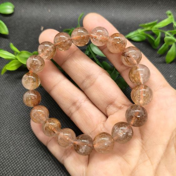 th16กำไลหินไหมแดง / ไหมทองแดง (Red Rutilated Quartz) หินแท้ธรรมชาติ 100%