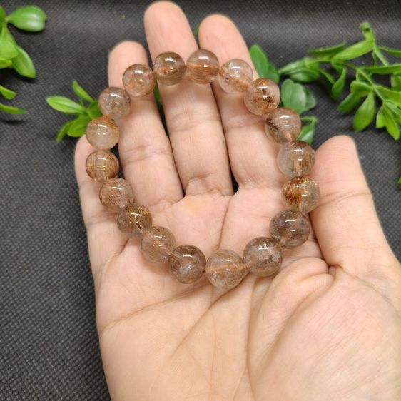 th16กำไลหินไหมแดง / ไหมทองแดง (Red Rutilated Quartz) หินแท้ธรรมชาติ 100% รูปที่ 3