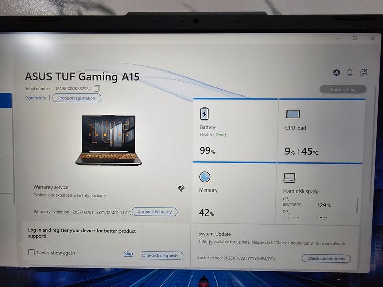 TUF Gaming Ryzen7 7445HS+ RTX3050+Ram16 ddr5 เครื่องสวย ประกันศูนย์ รูปที่ 8