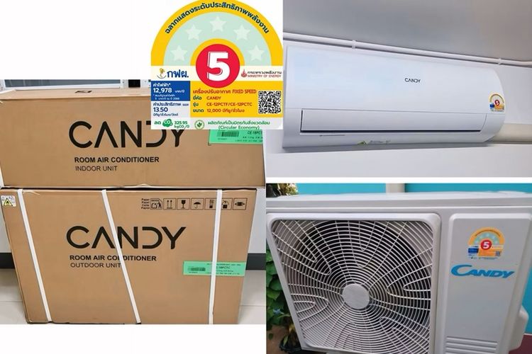 Haier แอร์ติดผนัง แอร์มือ1 Candy 12000btu Fixed speed รุ่นCE-12PCT ประหยัดไฟ เบอร์5