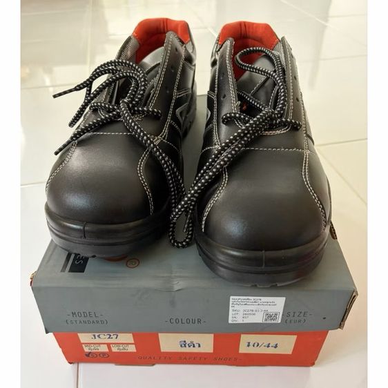 อื่นๆ รองเท้าหนังทั่วไป หนังแท้ UK 9.5 | EU 44 | US 10 ดำ รองเท้าเซฟตี้ รุ่น JC27 หุ้มส้น หัวเหล็ก