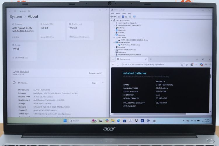 ACER ASPIRE LITE 15 Ryzen 5 7430U RAM16.512GB รูปที่ 2