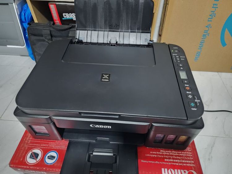 ปริ้นเตอร์ canon g3010 wifi2ระบบ แท็งค์หมึกในตัวจากโรงงาน ตัวเครื่องสภาพดี อุปกรณ์ครบ การทำงานปกติ สีสันออกครบ