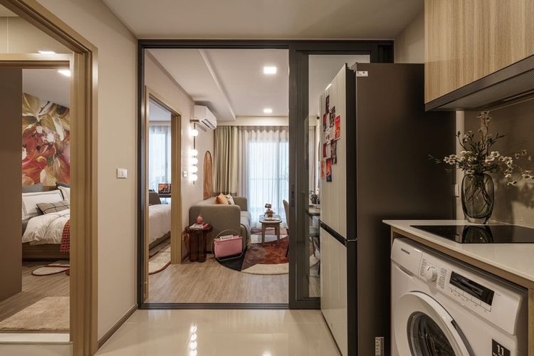 Sansiri เลี้ยงสัตว์ได้ ตกแต่งครบ ใช่ 🔥 <Resale> ขายดาวน์คอนโด THE BASE Ratchada 19 | 1 Bedroom 30.5 ตร.ม. | ห้องแต่งครบ | พร้อมอยู่ ก.ย.69 | ฟรีของแถม 6 รายการ | ชั้น 5 รูปที่ 4
