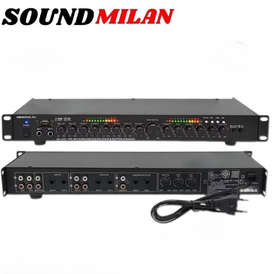 SOUNDMILAN ปรีแอมป์ ปรีเพาเวอร์ ปรีคาราโอเกะ ปรีแอมป์สำหรับเครื่องเสียงกลางแจ้ง ระบบสเตอริโอ มีบลูทูธ แยกซัปอิสระ เครื่องเสียง รุ่น AV-3335