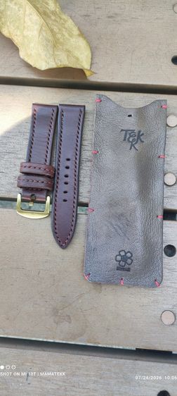 สายนาฬิกาหนังฟอกฝาดอิตาลีแท้ แฮนด์เมด ความกว้างหู 22 มม. สีน้ำตาลเข้ม Handmade Leather Watch Strap