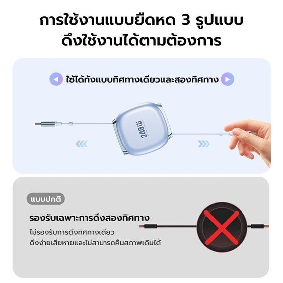 Dimax สายชาร์จดึงเก็บได้ 240W PD สายชาร์จเร็ว Retractable Charging Cable ขนาดพกพามินิ ได้มาตรฐาน มอก. แท้ 100% รูปที่ 4