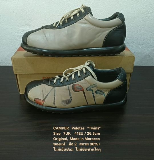 CAMPER Pelotas Twins "Golf" Sneakers, Unisex 7UK 41EU/26.5cm Made in Morocco ของแท้ มือ 2 สภาพเยี่ยม, รองเท้า CAMPER หนังแท้ มีตำหนิเล็กน้อย รูปที่ 14