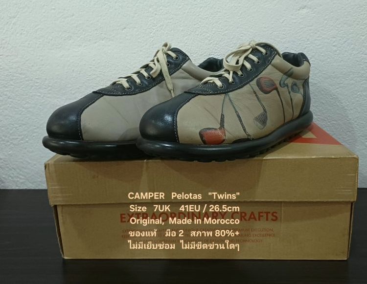 CAMPER Pelotas Twins "Golf" Sneakers, Unisex 7UK 41EU/26.5cm Made in Morocco ของแท้ มือ 2 สภาพเยี่ยม, รองเท้า CAMPER หนังแท้ มีตำหนิเล็กน้อย รูปที่ 5