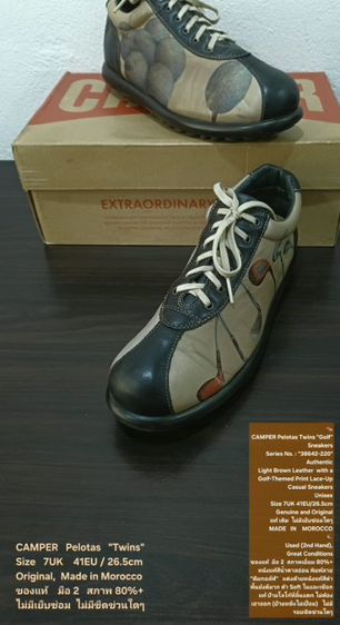 CAMPER Pelotas Twins "Golf" Sneakers, Unisex 7UK 41EU/26.5cm Made in Morocco ของแท้ มือ 2 สภาพเยี่ยม, รองเท้า CAMPER หนังแท้ มีตำหนิเล็กน้อย