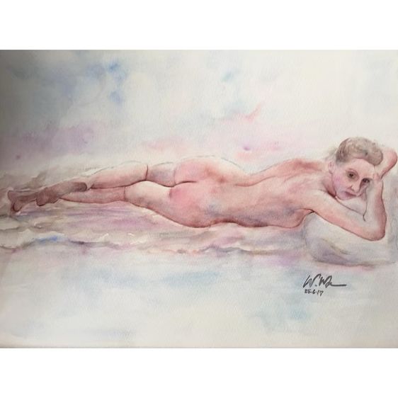 “ศิลปะที่ไม่ต้องอธิบ่ย…หนึ่งในภาพเดียว ไม่มีซ้ำ“ ภาพนู้ด ภาพวาดสีน้ำ ขนาด 28 x 38 ซม. A025