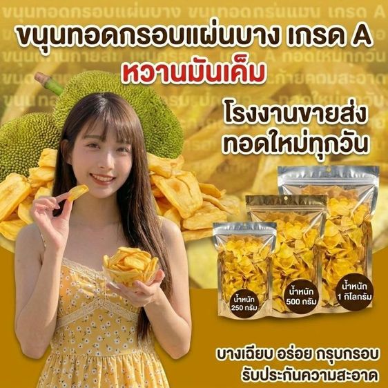 ขนุนทอดกรอบ แผ่นบาง เกรด A หวานมันเค็ม ทอดใหม่ทุกวัน สะอาด กรอบอร่อย ของว่างทานเล่น ขนุนอบกรอบ ขนุนทอด แท้ 100%