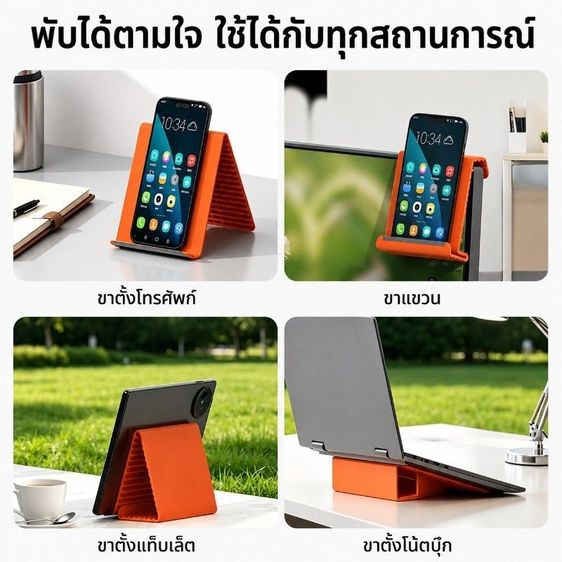 ขาตั้งมือถือพับได้ ซิลิโคนยืดหยุ่น ปรับมุมได้ รองรับโทรศัพท์ Tablet iPad พกพาง่าย ที่วางมือถือกันลื่น รูปที่ 5