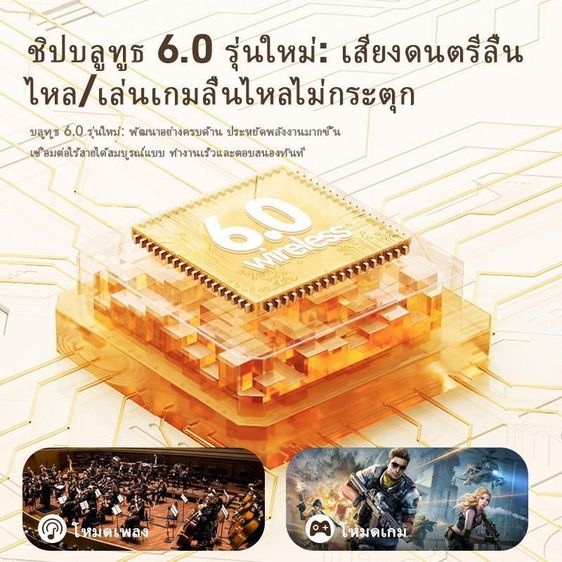 หูฟังบลูทูธ 6.0 หูฟังนำเสียงผ่านกระดูก ตัดเสียงรบกวน ใส่สบายไม่เจ็บหู ออกกำลังกาย กันน้ำ รูปที่ 7