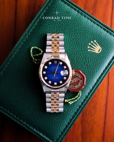 Rolex Datejust 16233 Blue Vignette Diamond Dial Two-Tone Jubilee 1996 36mm.  รูปที่ 4