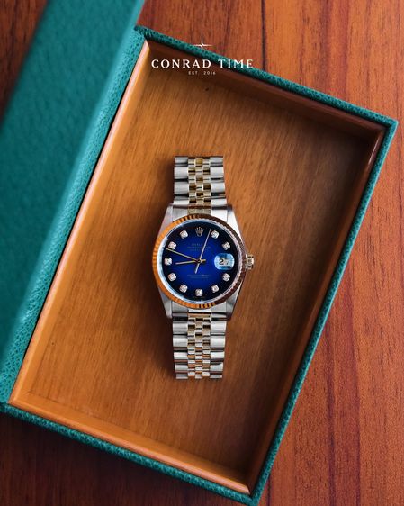 Rolex Datejust 16233 Blue Vignette Diamond Dial Two-Tone Jubilee 1996 36mm.  รูปที่ 2
