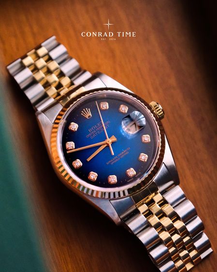 Rolex Datejust 16233 Blue Vignette Diamond Dial Two-Tone Jubilee 1996 36mm.  รูปที่ 3